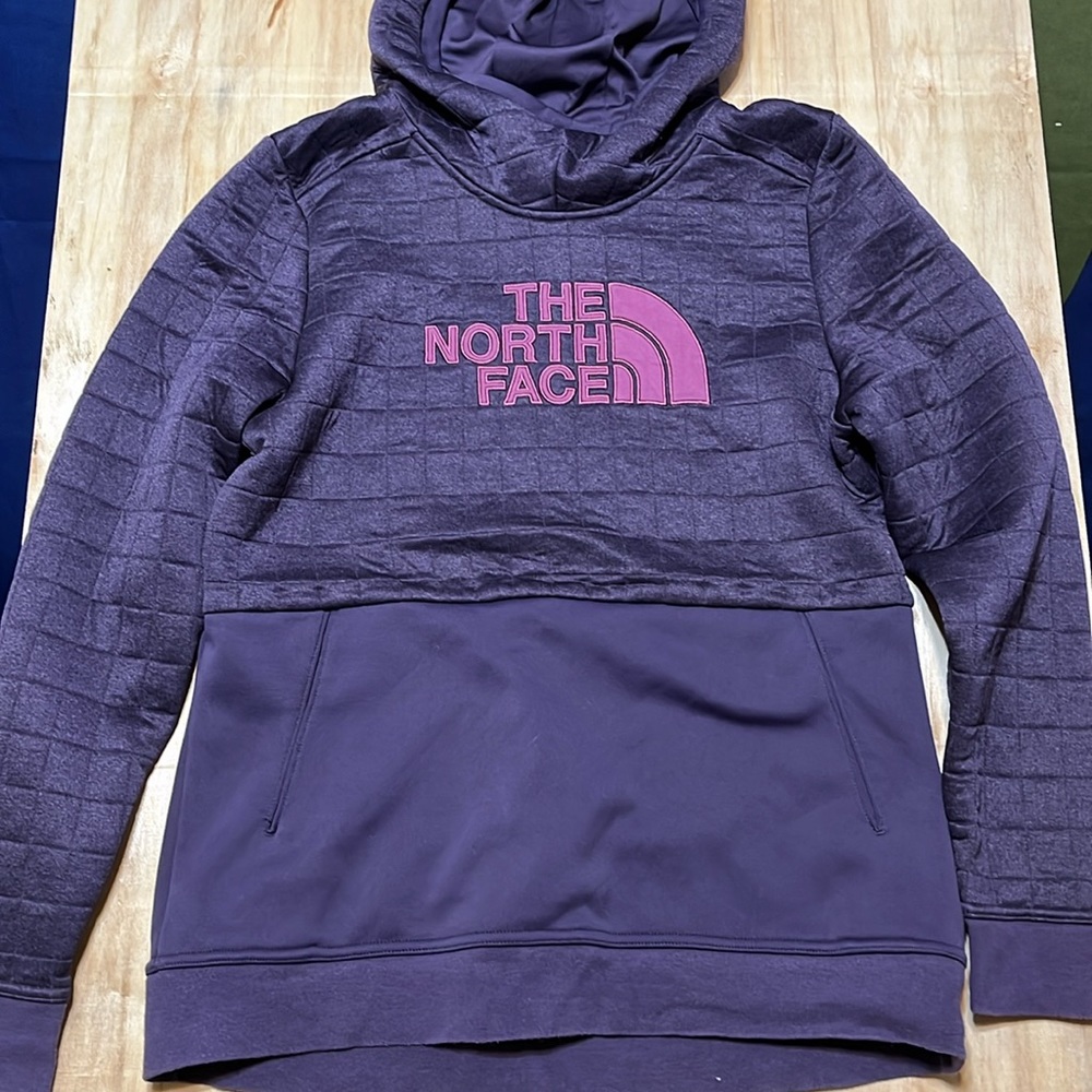 The North Face Purple Hoodie with Pink Logo